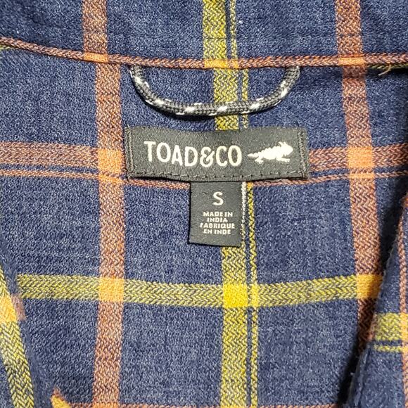 Toad&CO Re-Form Flannel Shirtdress Navy Blue Plaid Button Front Sz Small Casual - Picture 6 of 13